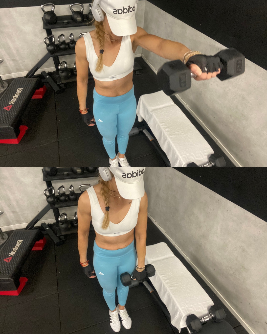 Elevación frontal con mancuernas